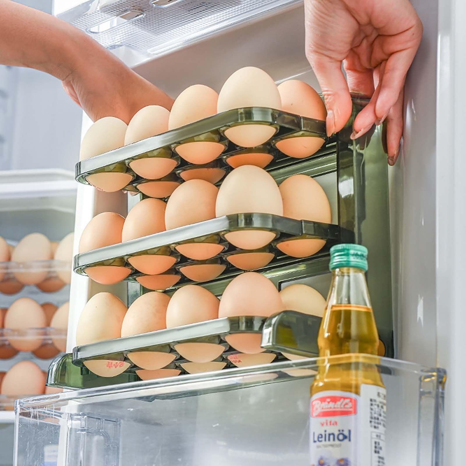 Refrigerator Organizer Food Containers Cartons Egg Tray Multi-layer Egg Rack Reversible Egg Refrigerator Storage Box