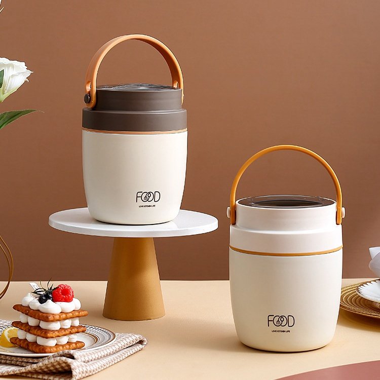 1L vacuum hot food flask food warmer insulated stainless steel double wall lunch box with spoon
