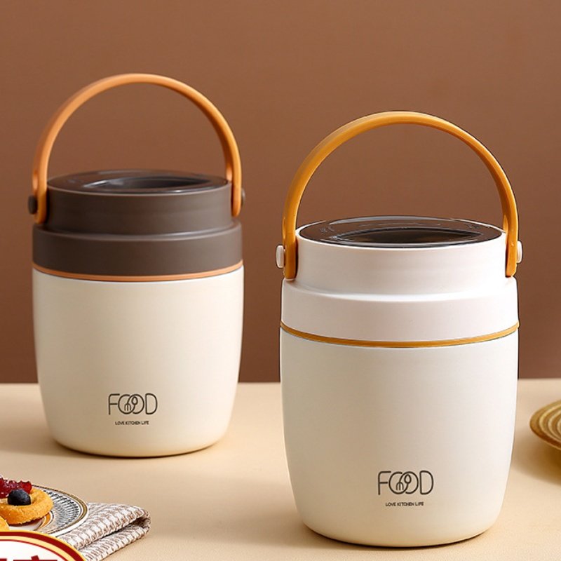 1L vacuum hot food flask food warmer insulated stainless steel double wall lunch box with spoon
