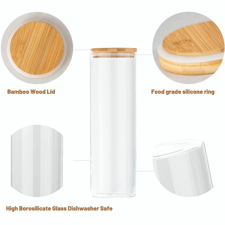 Modern Home Kitchen Food Storage Container Glass Spice Jar Borosilicate Glass Storage Jar with Bamboo Lid for Party Use