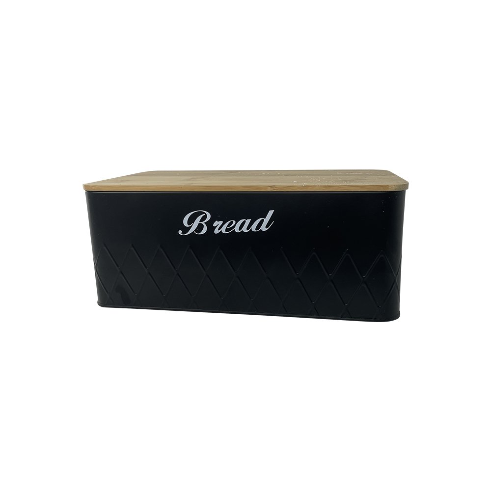 Bread Storage Box With Bamboo Lid Food Storage Bin Container Vintage Galvanized Metal Loaf Bread Storage Box With Bamboo Lid