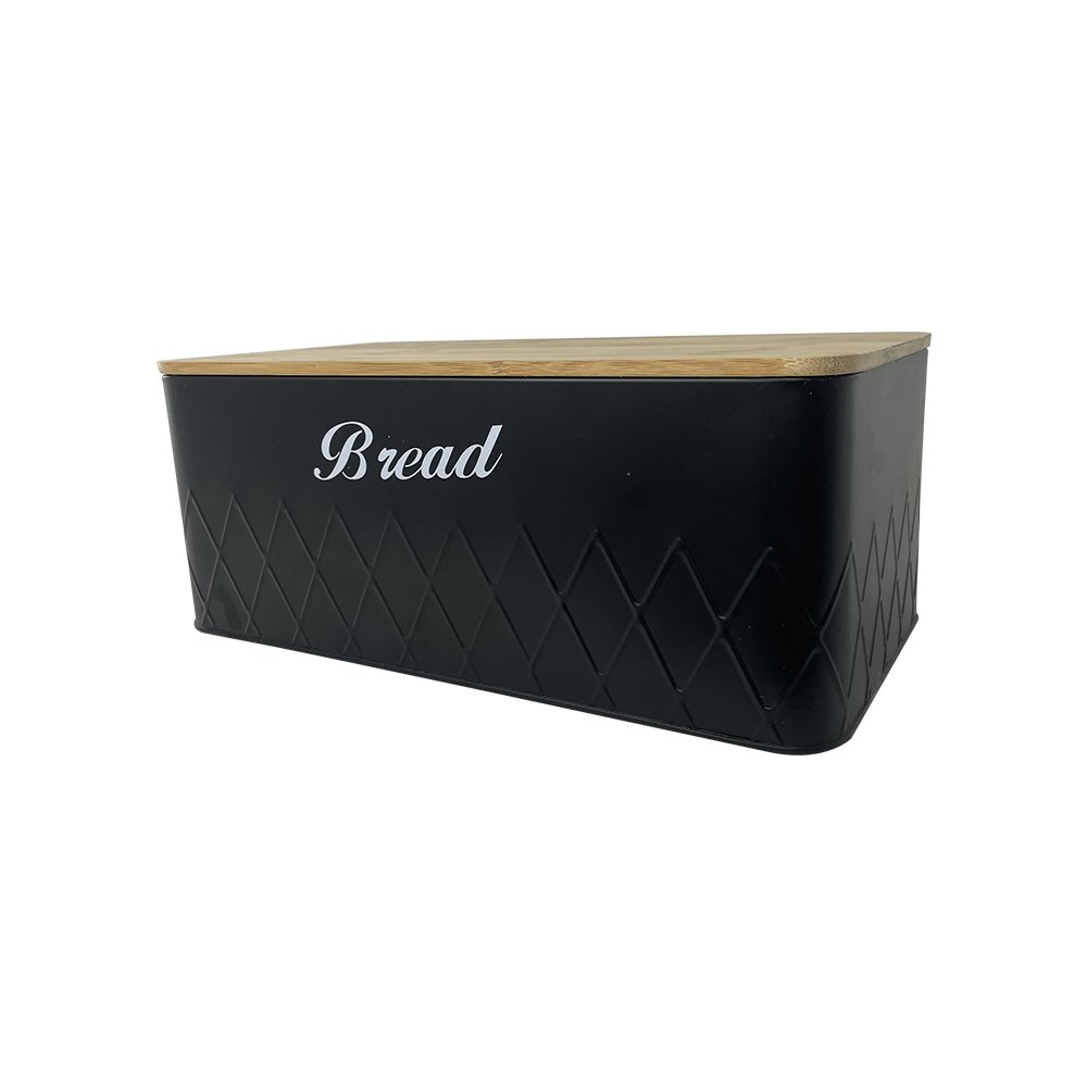 Bread Storage Box With Bamboo Lid Food Storage Bin Container Vintage Galvanized Metal Loaf Bread Storage Box With Bamboo Lid