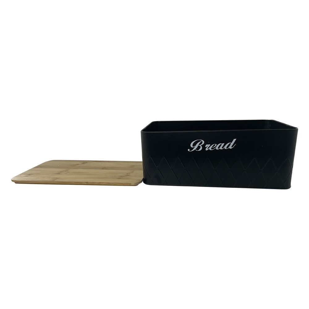 Bread Storage Box With Bamboo Lid Food Storage Bin Container Vintage Galvanized Metal Loaf Bread Storage Box With Bamboo Lid