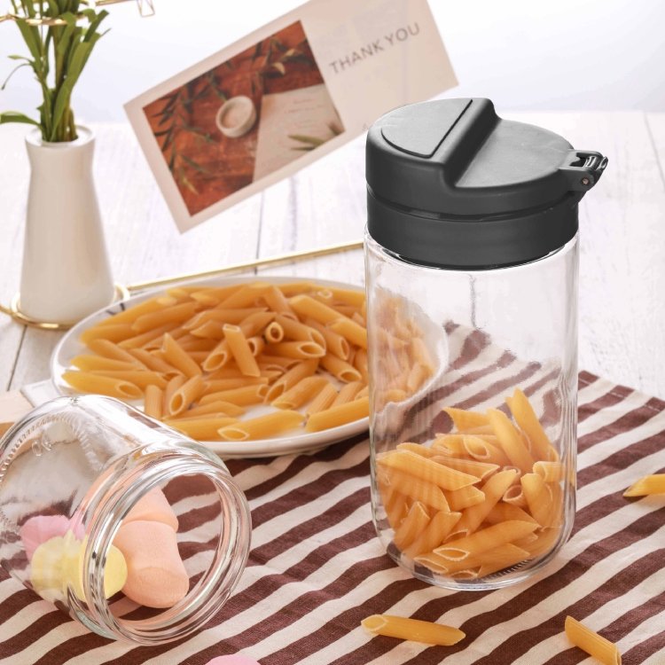 kitchen pop up lids glass airtight food storage container cereal jars organization set for kitchen pantry
