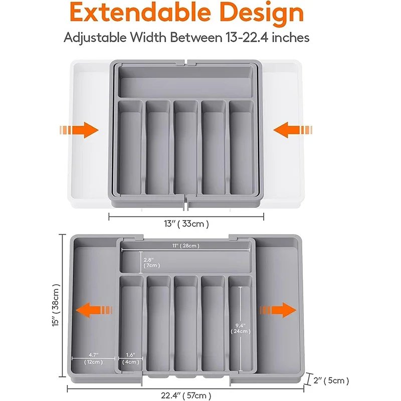 Kitchen Drawer Cutlery Storage Tray Expandable Silverware Organizer For Knife Forks Utensil Holder Tableware Organizer Container