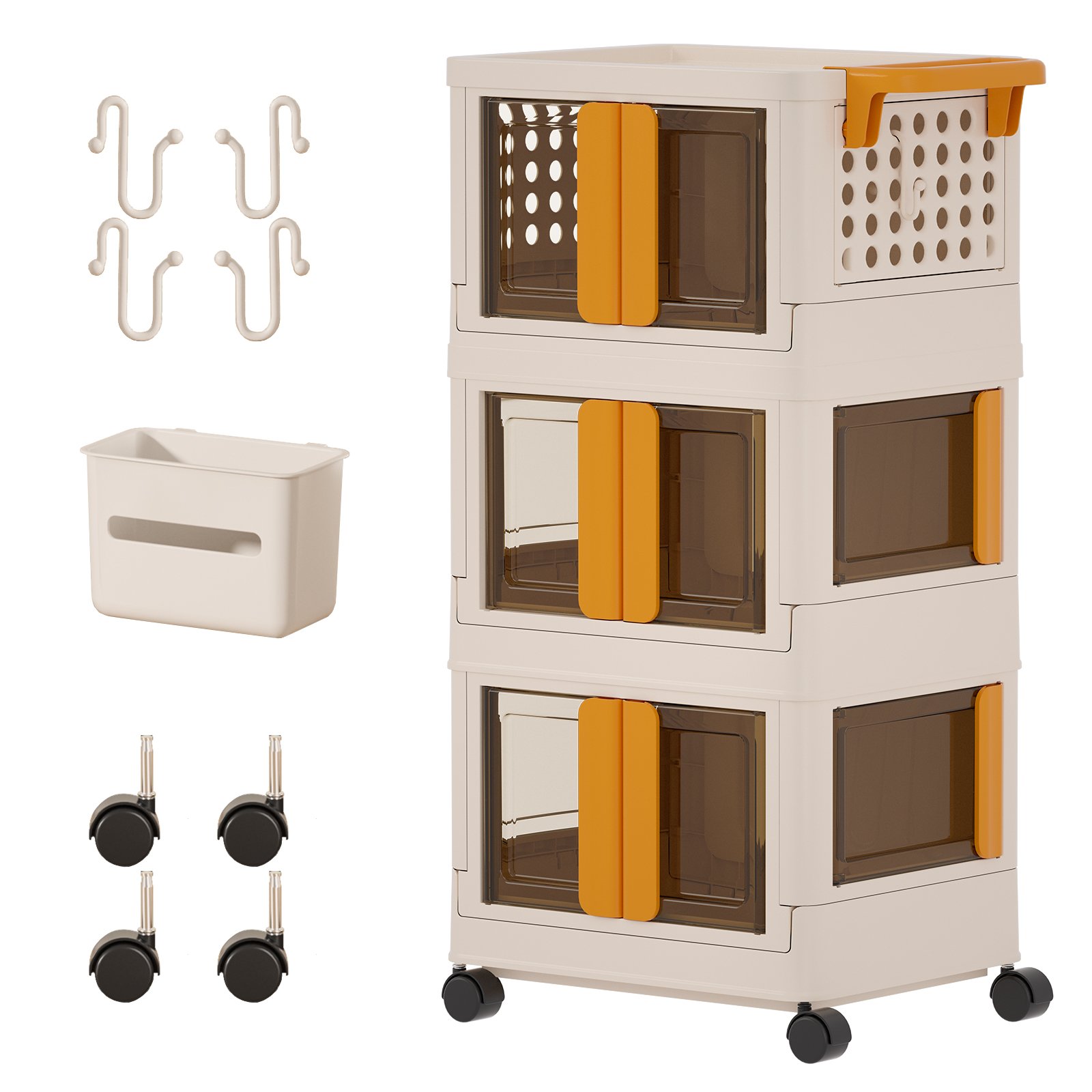New Arrival Removable Stackable Drawer Plastic Cabinet Collapsible Storage Box with Wheels