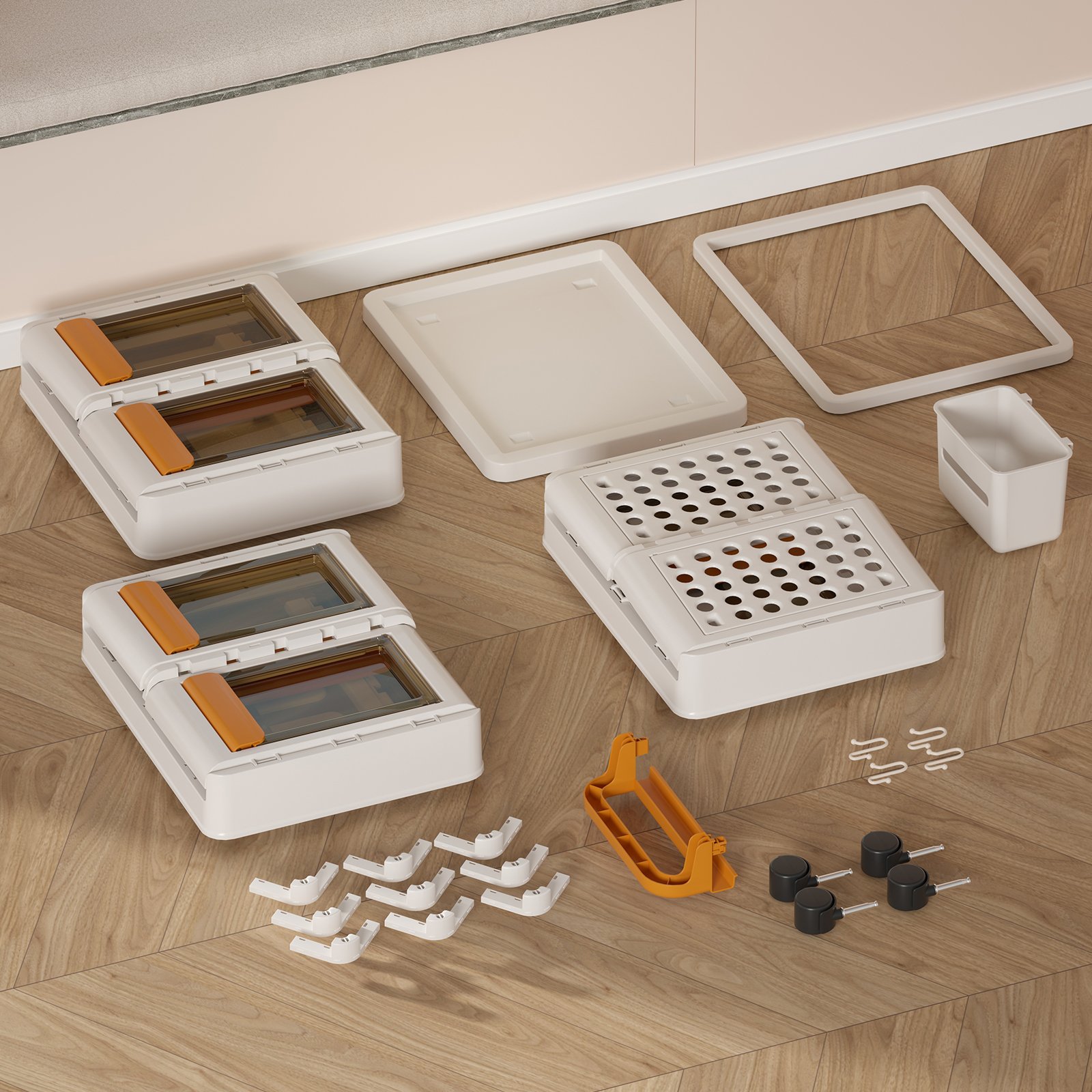 New Arrival Removable Stackable Drawer Plastic Cabinet Collapsible Storage Box with Wheels
