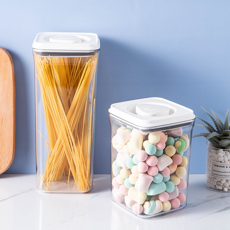 7 Pcs Airtight Knob With Lid Cereal Transparent Nuts Stackable Dry Food Bins Dried Fruit Boxsealed Jar Food Storage Container