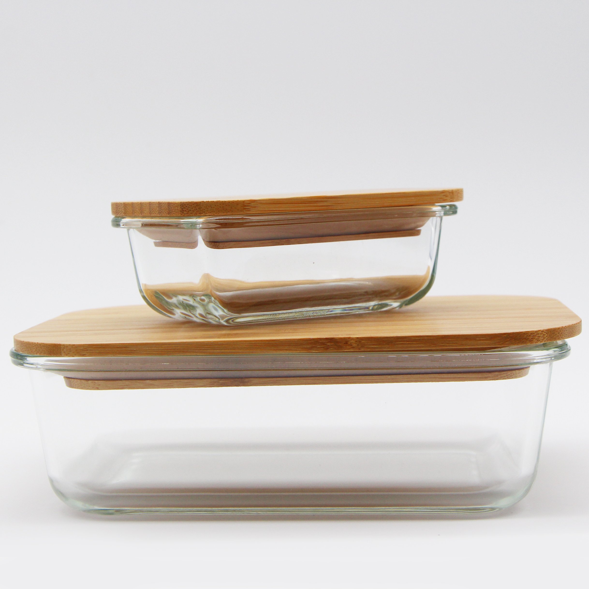 Factory sale Glass Food Prep Containers glasses storage container with bamboo Lids