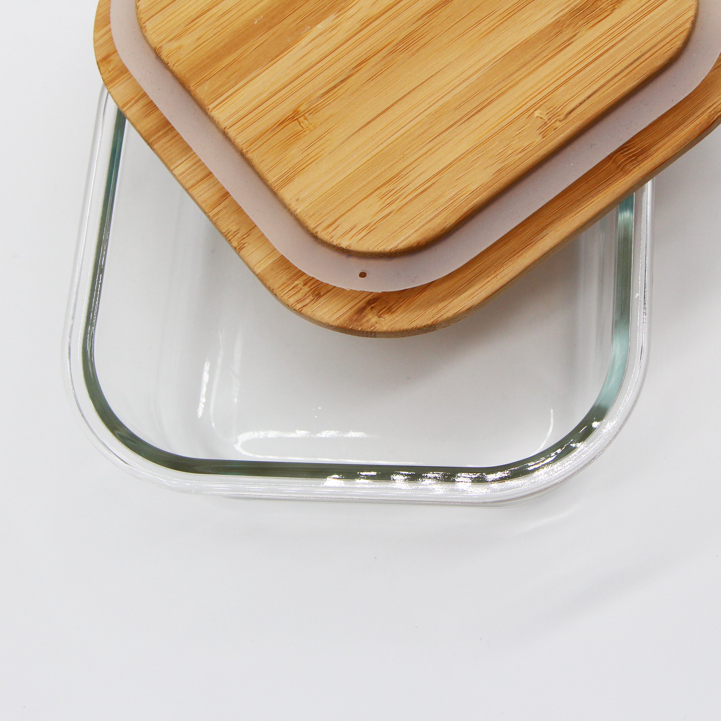 Factory sale Glass Food Prep Containers glasses storage container with bamboo Lids