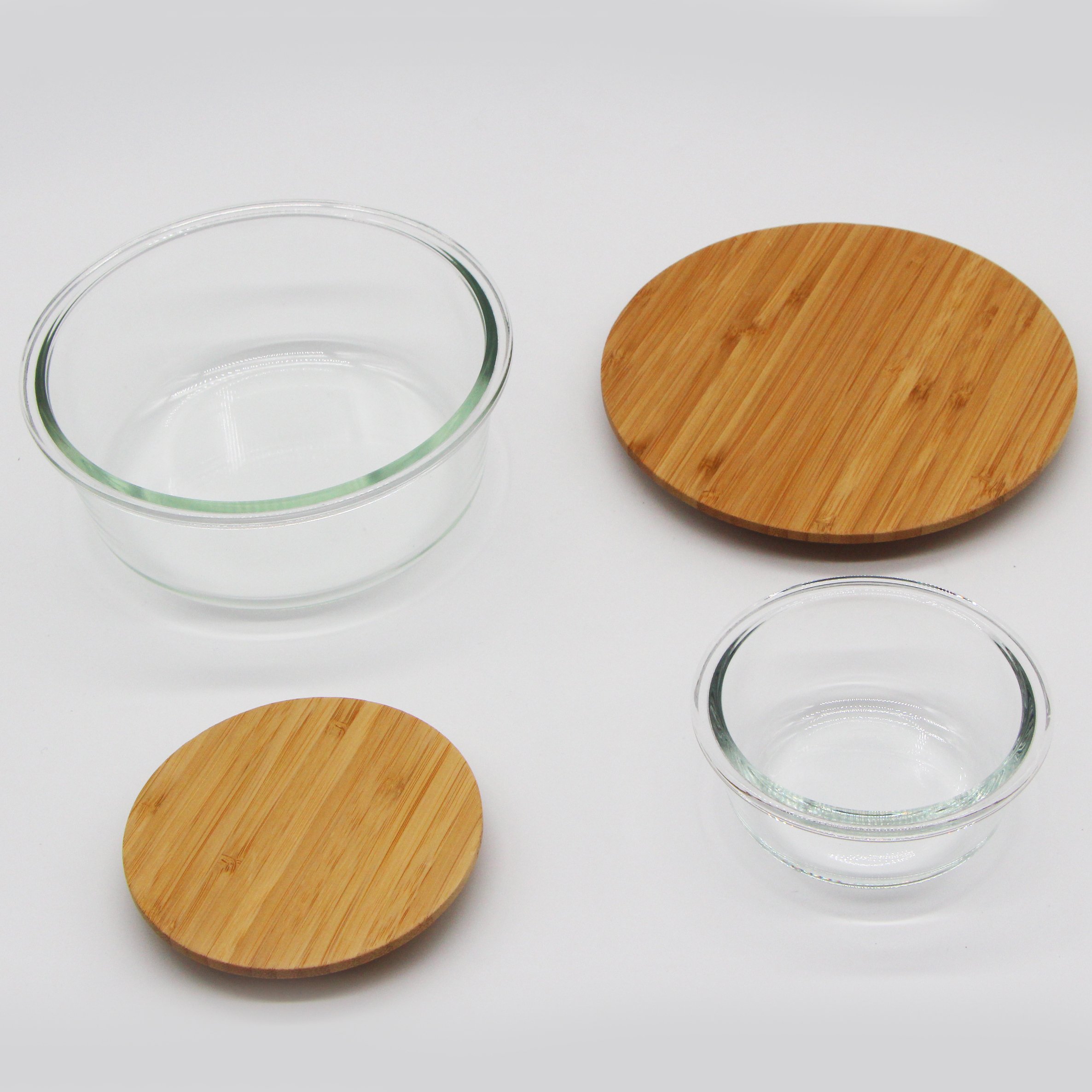 Factory sale Glass Food Prep Containers glasses storage container with bamboo Lids