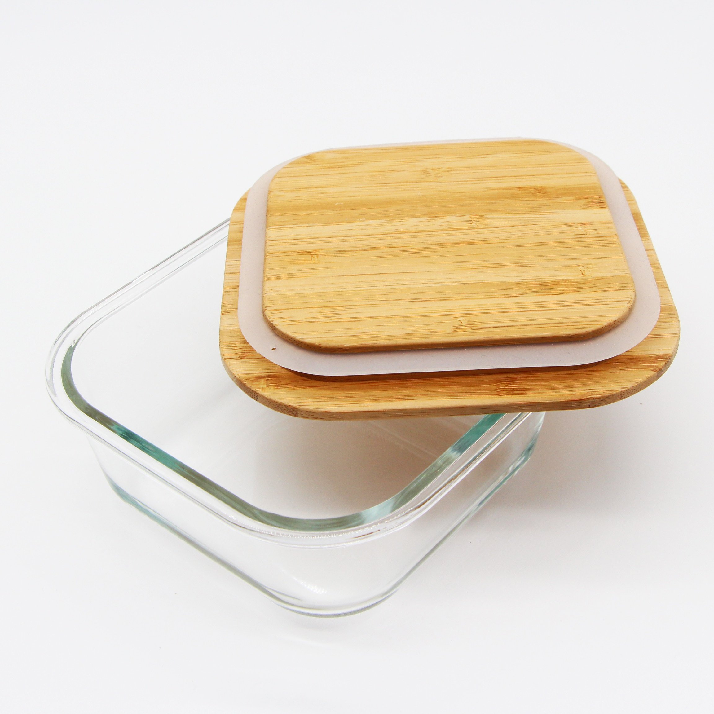 Factory sale Glass Food Prep Containers glasses storage container with bamboo Lids