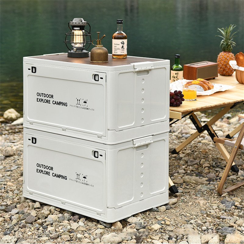Bafuluo Multifunctional Portable Foldable Camping Storage Box with Wooden Cover for Outdoor Travel Storage KOREAN Plastic Box