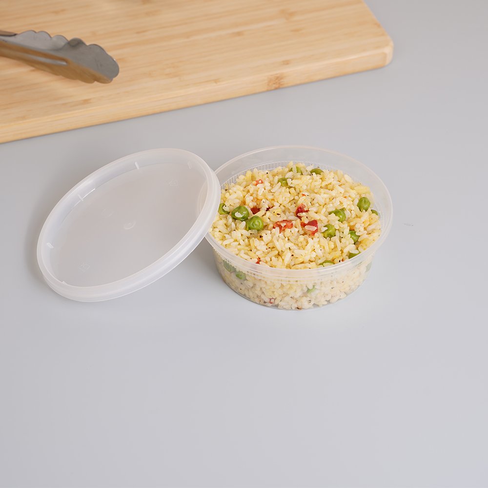 8oz Disposable Plastic Food Storage Deli Containers With Lids Ice Cream Bucket Soup Cup