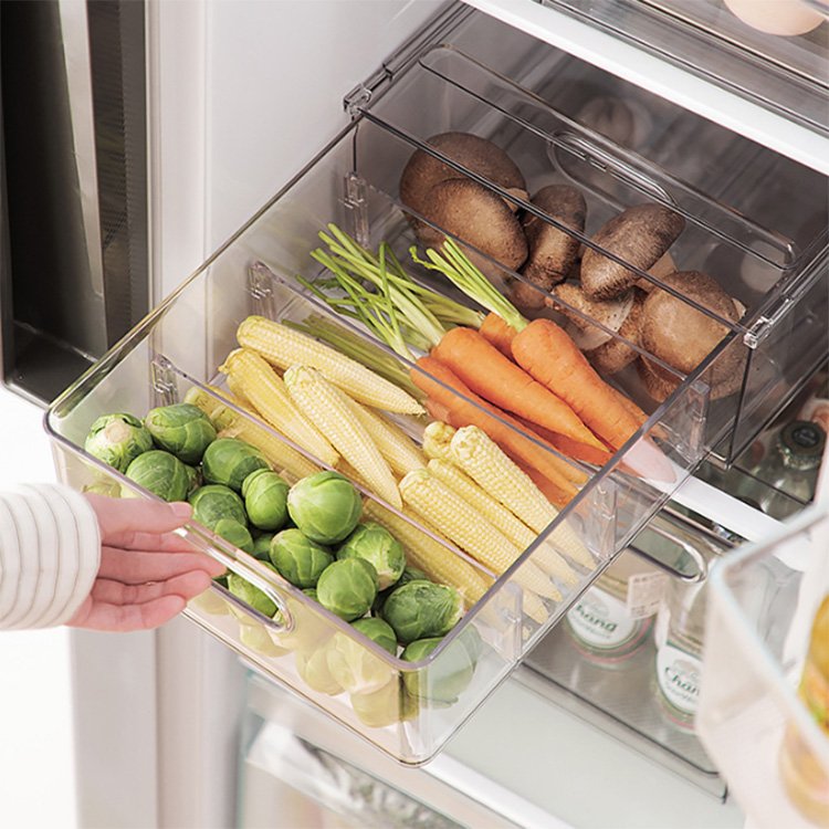 Drawer storage box 3L 6L9L set kitchen refrigerator fruit and vegetable desktop sorting storage box PET transparent