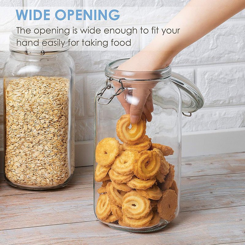 High Quality Kitchen Canisters Food Storage Jars for Flour Cereal Pasta and Canning Glass 340Z 78OZ Storage Bottles & Jars Cover