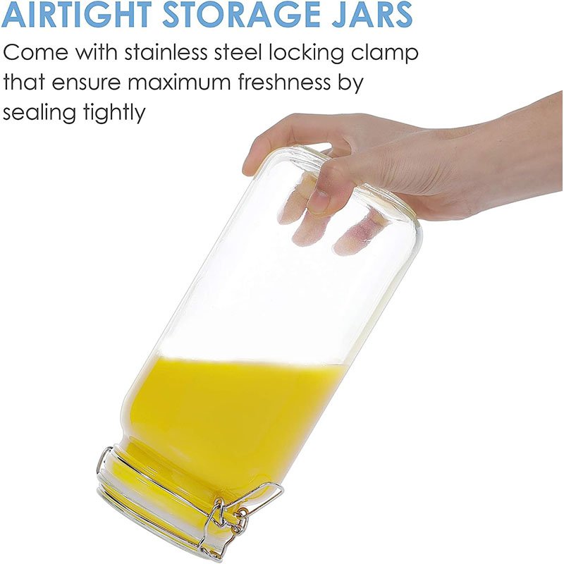 High Quality Kitchen Canisters Food Storage Jars for Flour Cereal Pasta and Canning Glass 340Z 78OZ Storage Bottles & Jars Cover