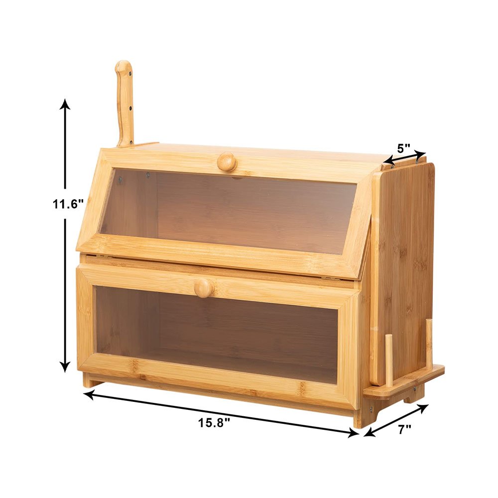 Double deck kitchen countertop storage box transparent window tool bracket home storage window box