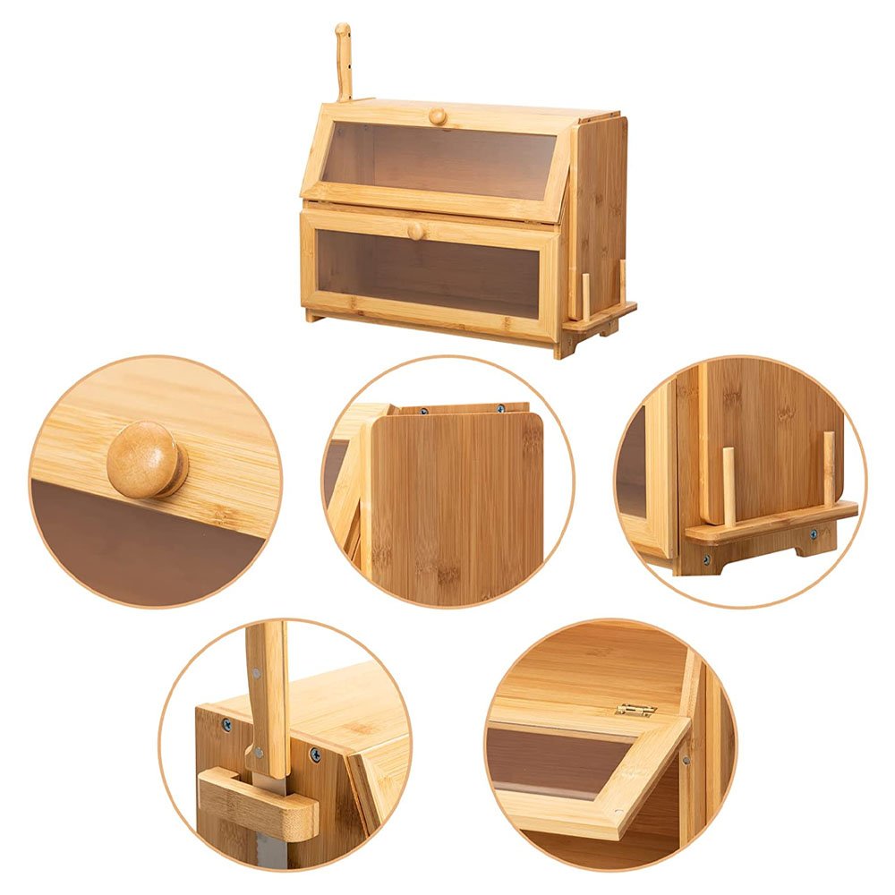 Double deck kitchen countertop storage box transparent window tool bracket home storage window box