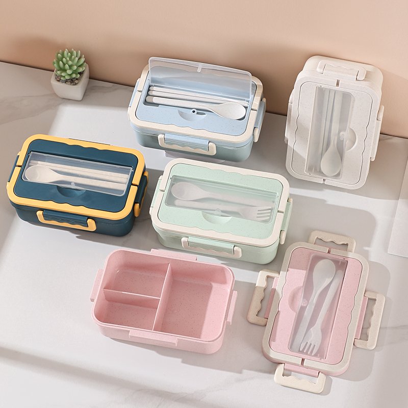 Stackable Japanese Leak Proof Meal Prep Wheat Straw Plastic Food Storage Container