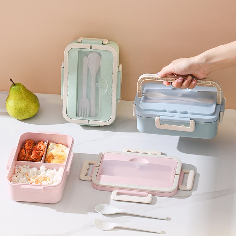 Stackable Japanese Leak Proof Meal Prep Wheat Straw Plastic Food Storage Container