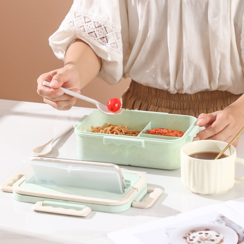 Stackable Japanese Leak Proof Meal Prep Wheat Straw Plastic Food Storage Container
