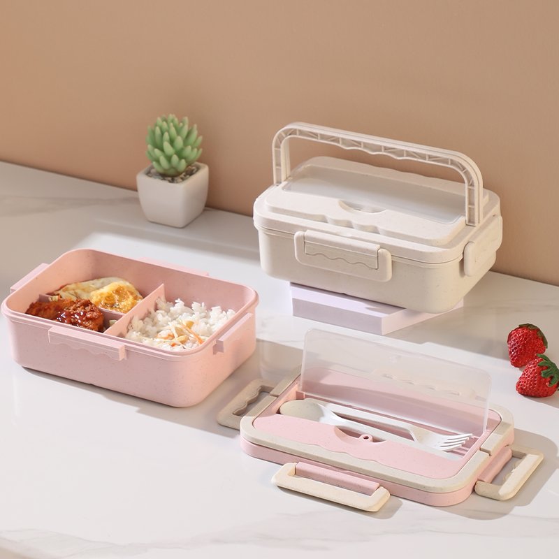 Stackable Japanese Leak Proof Meal Prep Wheat Straw Plastic Food Storage Container