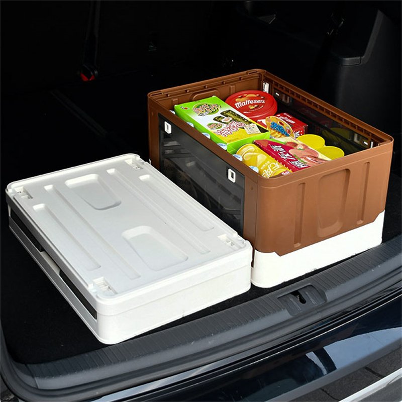 New Front Drop Side Door Open Adjustable Handle Portable Camping Organizer Folding Storage Box with Wheels Foldable Plastic