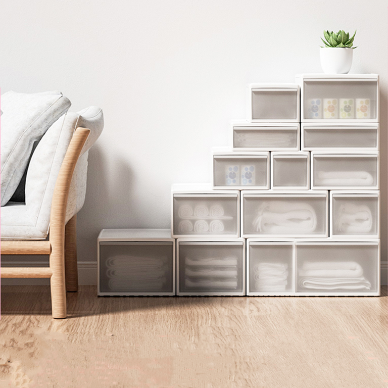 YIKEYOU Custom Wholesale closet storage organization underwear storage plastic box lid separable winter clothes storage box