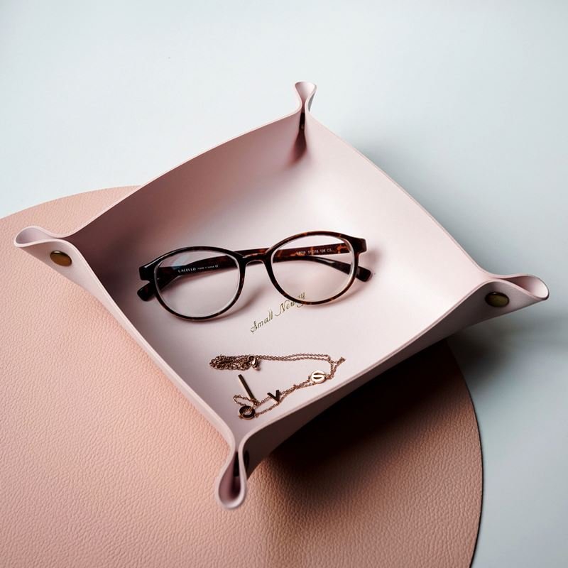 Desktop Storage Tray Leather Key Plate Home Decoration Dice Tray key Wallet Coins PU leather folding Storage Box Wholesale