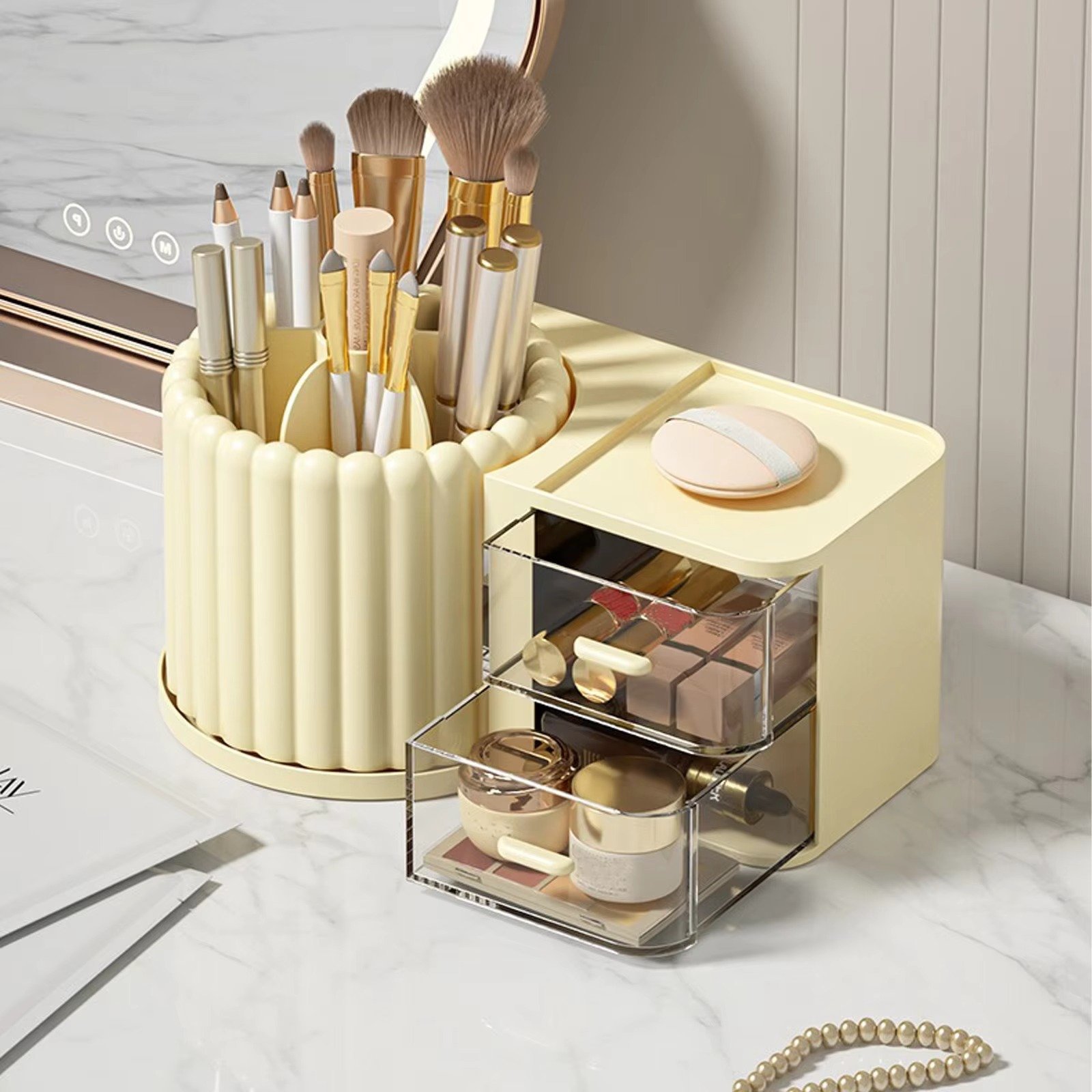 Multi functional desktop compartment drawer style stationery storage box, oblique insertion pencil storage box
