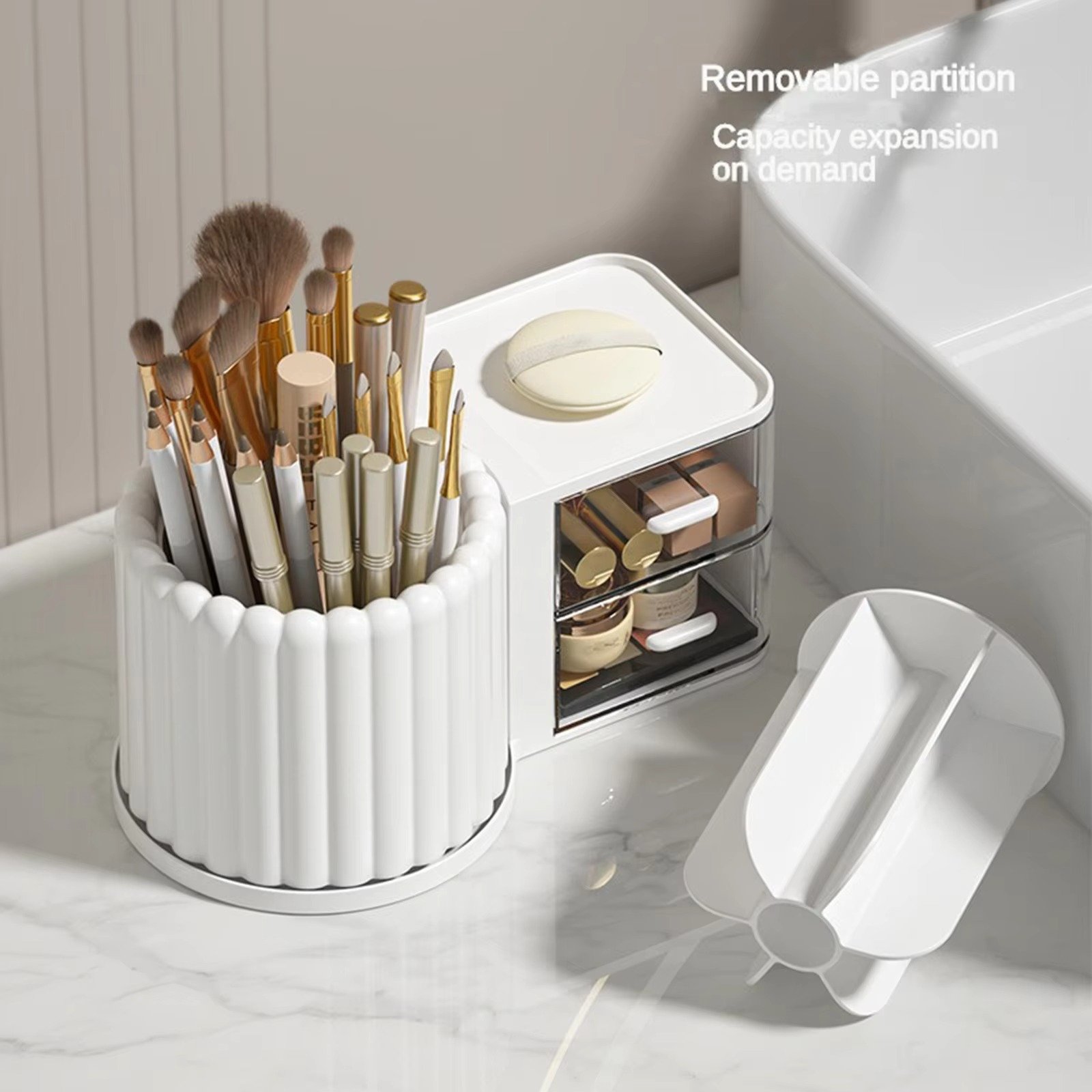 Multi functional desktop compartment drawer style stationery storage box, oblique insertion pencil storage box