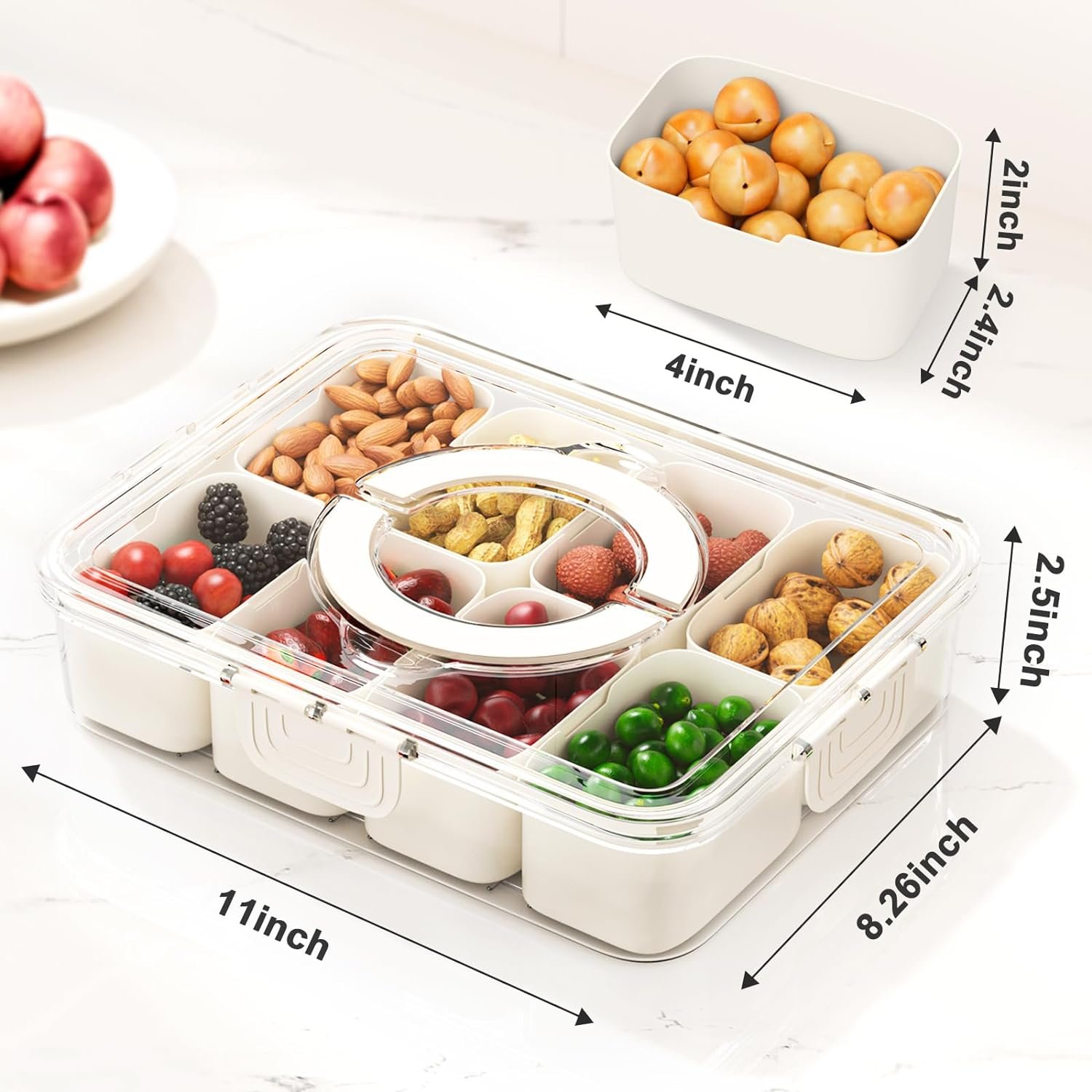 Chopped Salad Box Refrigerator Food Storage Box Portable Travel Charcuterie Board with Lid Divided Storage Containers for Picnic