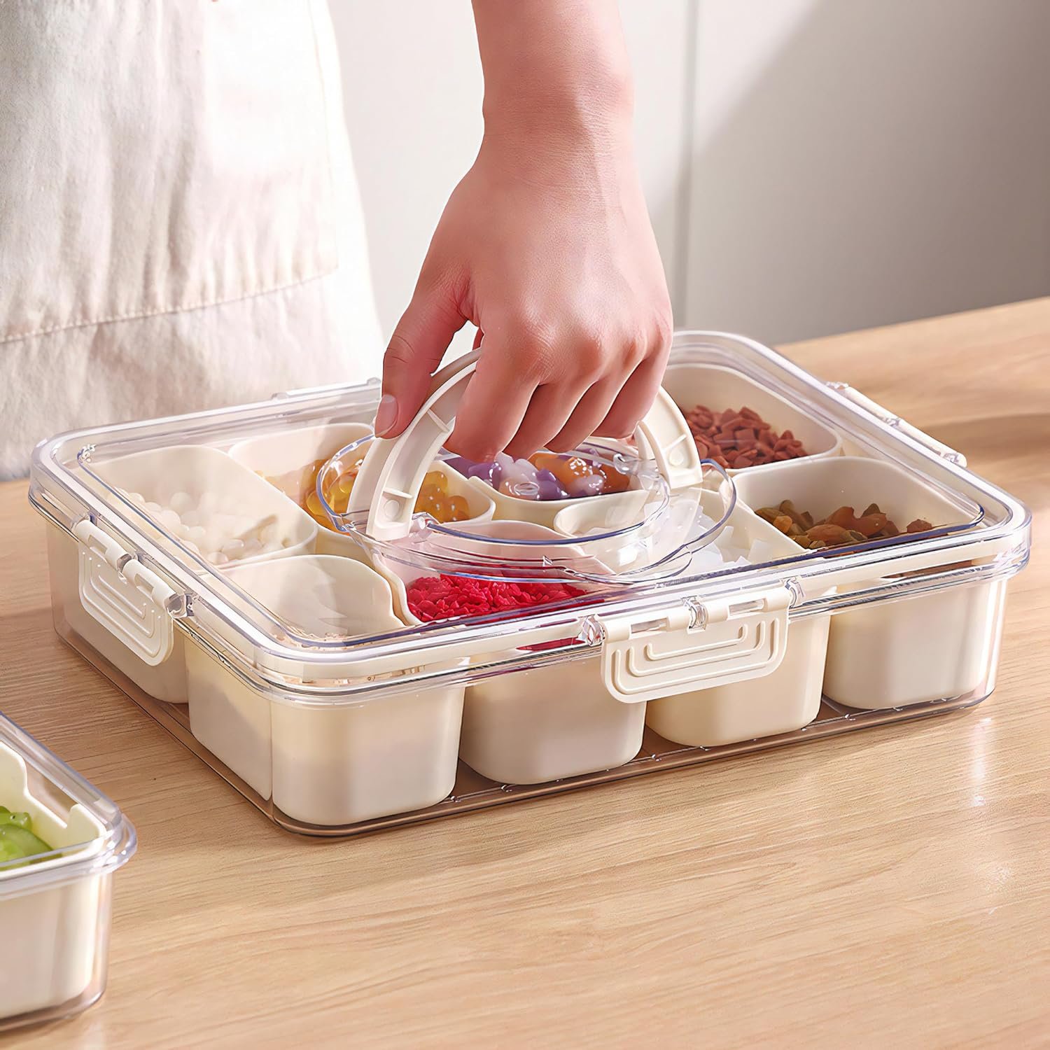 Chopped Salad Box Refrigerator Food Storage Box Portable Travel Charcuterie Board with Lid Divided Storage Containers for Picnic