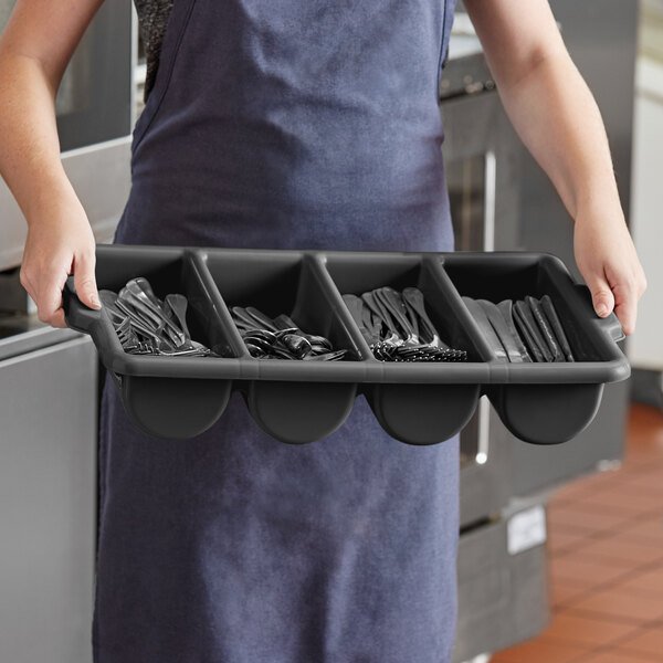 4 Compartment Plastic Cutlery Bin Box Commercial 4 Grids Plastic Cutlery Bin Box
