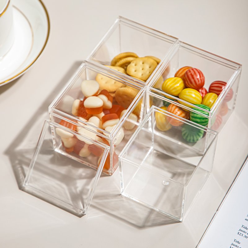 Square plastic box ps transparent wedding candy box top and bottom cover candy jar nail injection molding storage box