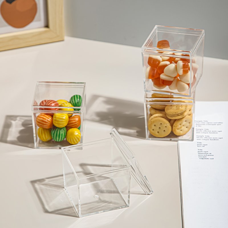 Square plastic box ps transparent wedding candy box top and bottom cover candy jar nail injection molding storage box