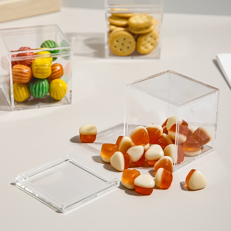 Square plastic box ps transparent wedding candy box top and bottom cover candy jar nail injection molding storage box