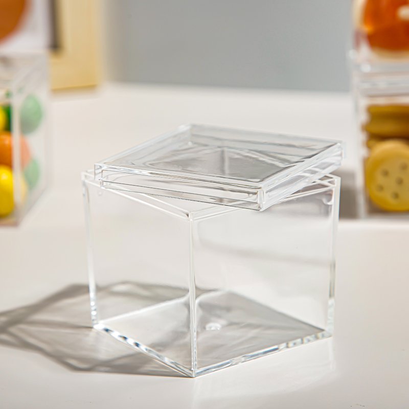 Square plastic box ps transparent wedding candy box top and bottom cover candy jar nail injection molding storage box