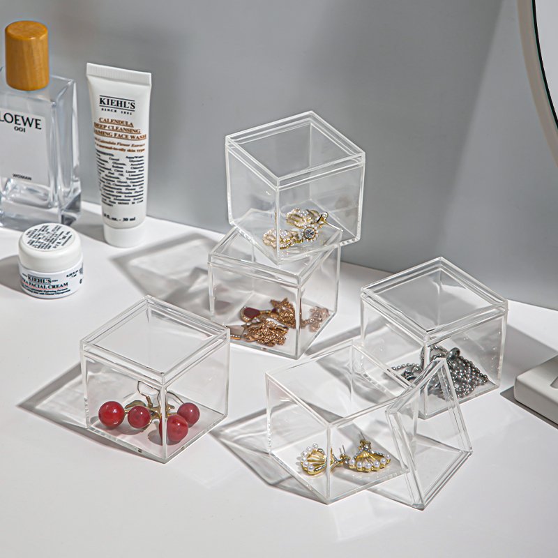 Square plastic box ps transparent wedding candy box top and bottom cover candy jar nail injection molding storage box