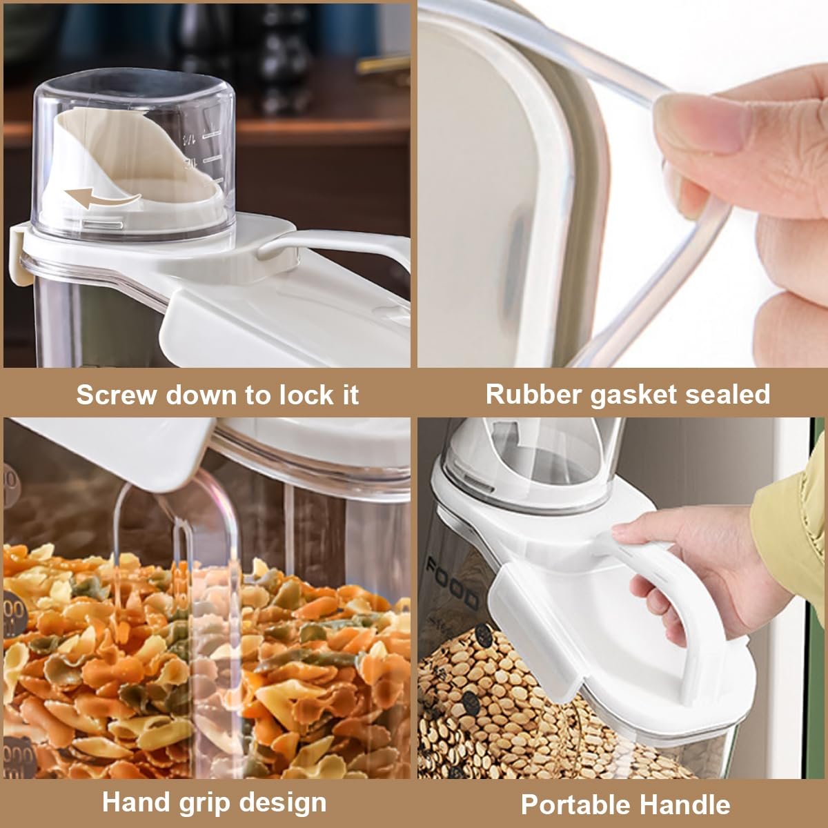2800ML Plastic Bulk Food Storage Container Grain Transparent Tank Rice Barrel Cereal Dispenser with silicone sealing ring