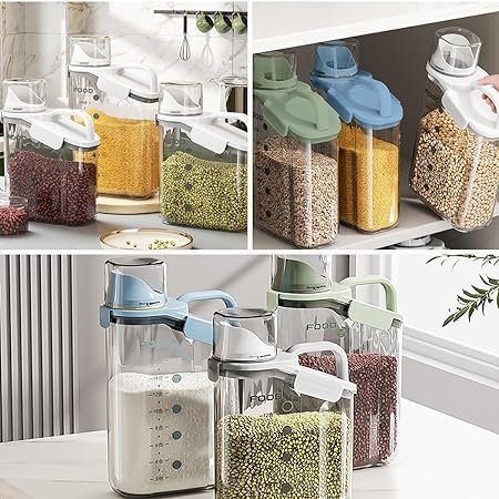 2800ML Plastic Bulk Food Storage Container Grain Transparent Tank Rice Barrel Cereal Dispenser with silicone sealing ring