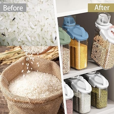 2800ML Plastic Bulk Food Storage Container Grain Transparent Tank Rice Barrel Cereal Dispenser with silicone sealing ring