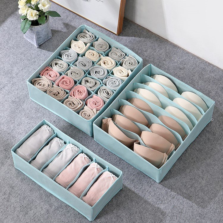 OEM three-piece Portable Underwear Organizer Thickened Fabric Foldable clothes Storage Box