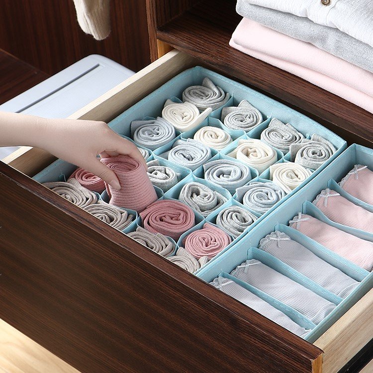 OEM three-piece Portable Underwear Organizer Thickened Fabric Foldable clothes Storage Box
