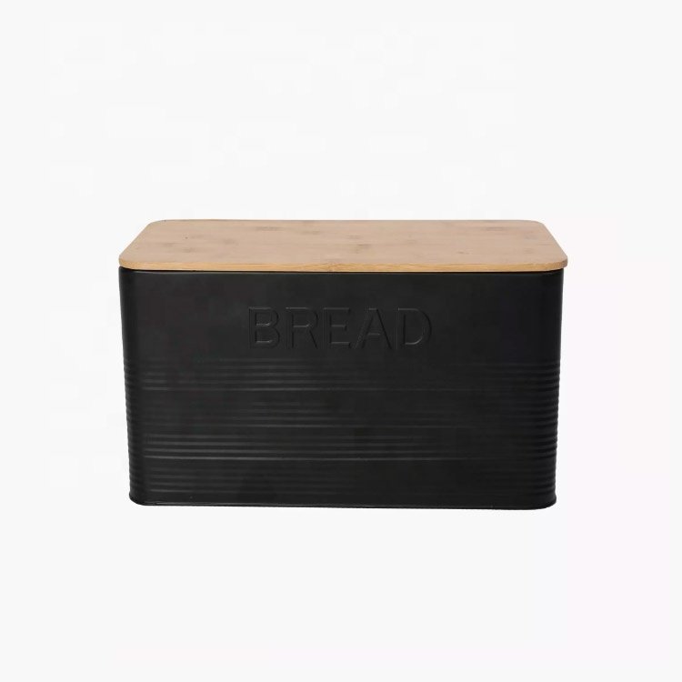 Food-grade White Oval Kitchen Countertop Metal Bread Box Bread Bin Bread Storage Container With Bamboo Cutting Board Lid
