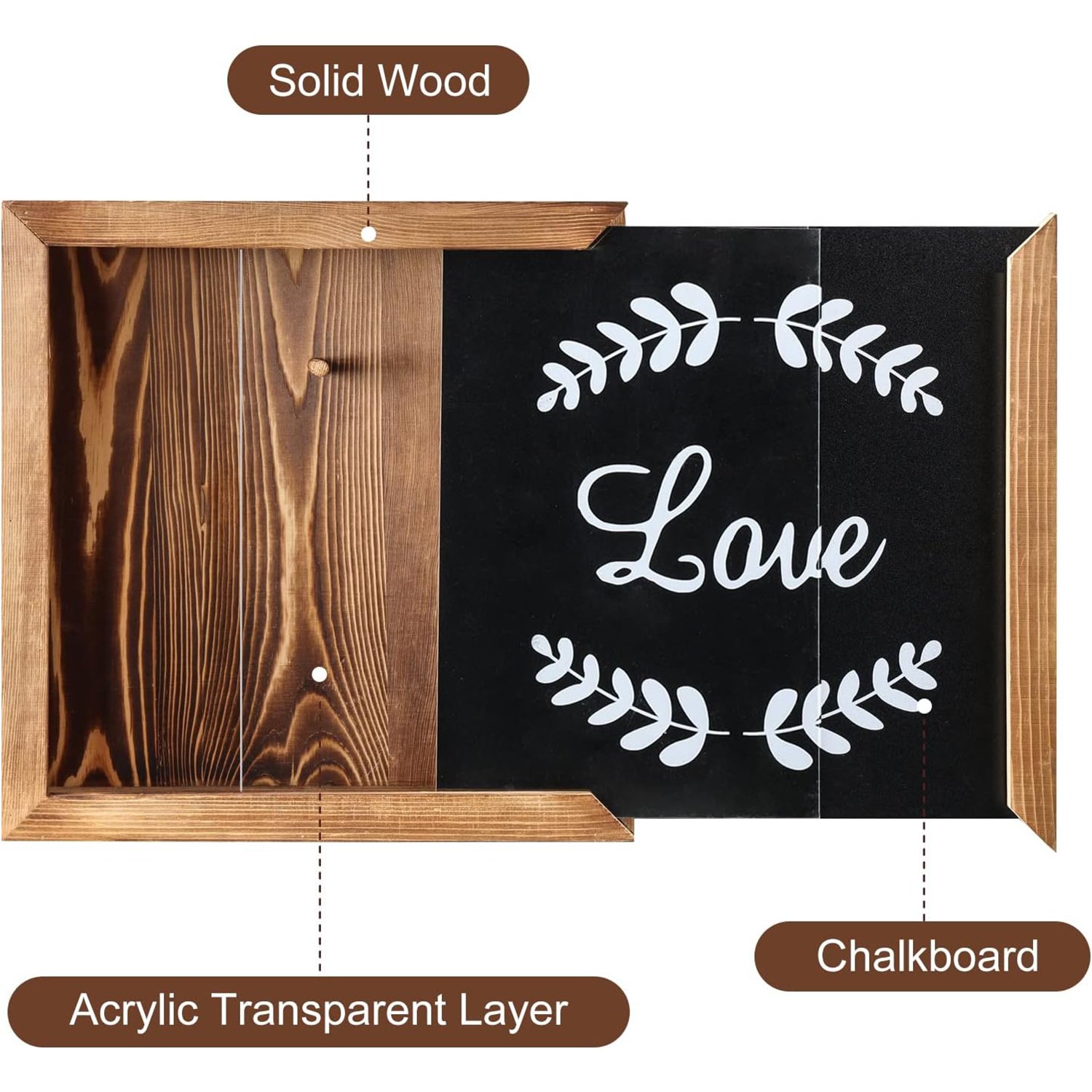 Rural style hidden storage box with secret layer multi-functional decorative wooden blackboard display wall hanger