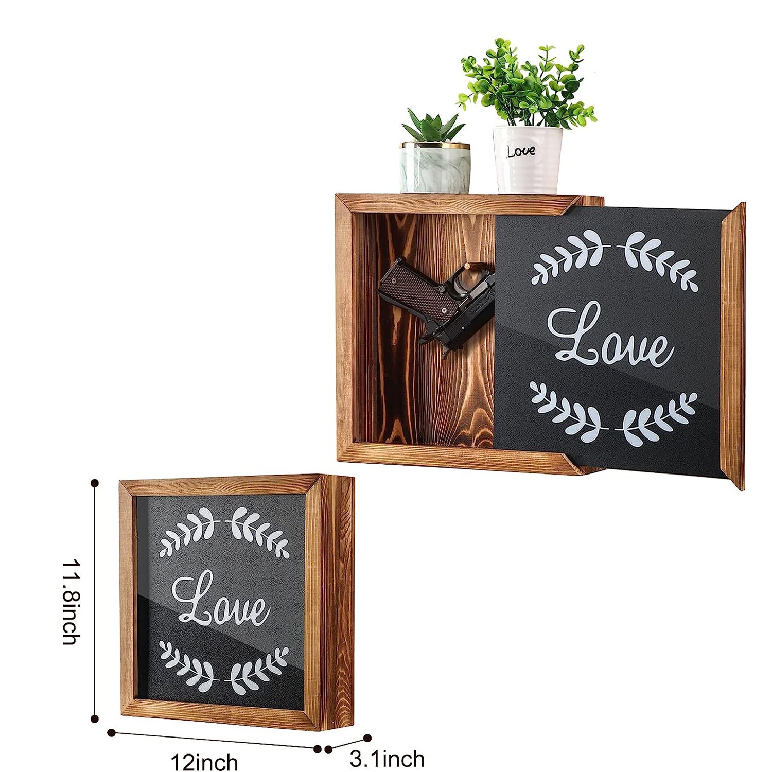 Rural style hidden storage box with secret layer multi-functional decorative wooden blackboard display wall hanger
