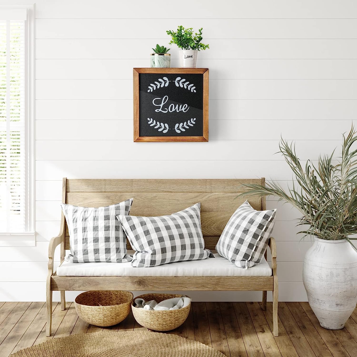 Rural style hidden storage box with secret layer multi-functional decorative wooden blackboard display wall hanger