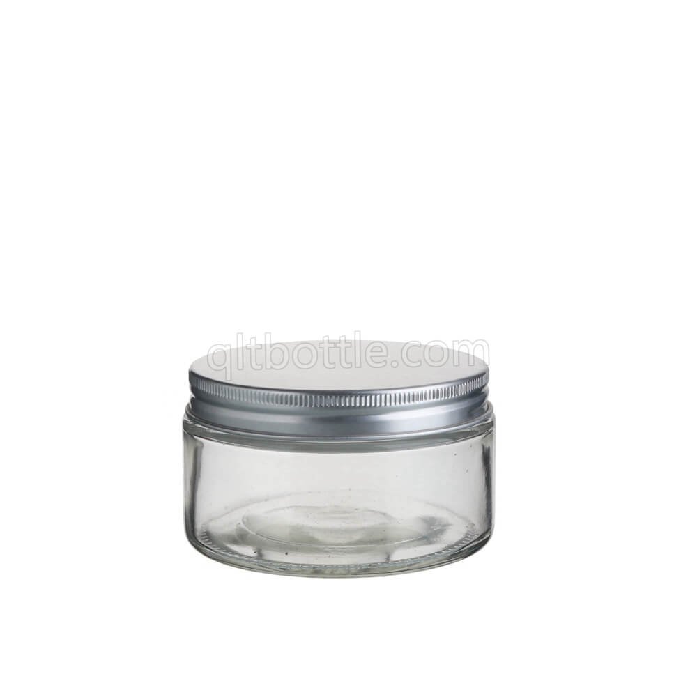 Home Kitchen Used Straight sided 280m 380ml 500ml Honey Jam Food Storage Glass Jar With Aluminum Lid Sustainable Glass Mason Jar